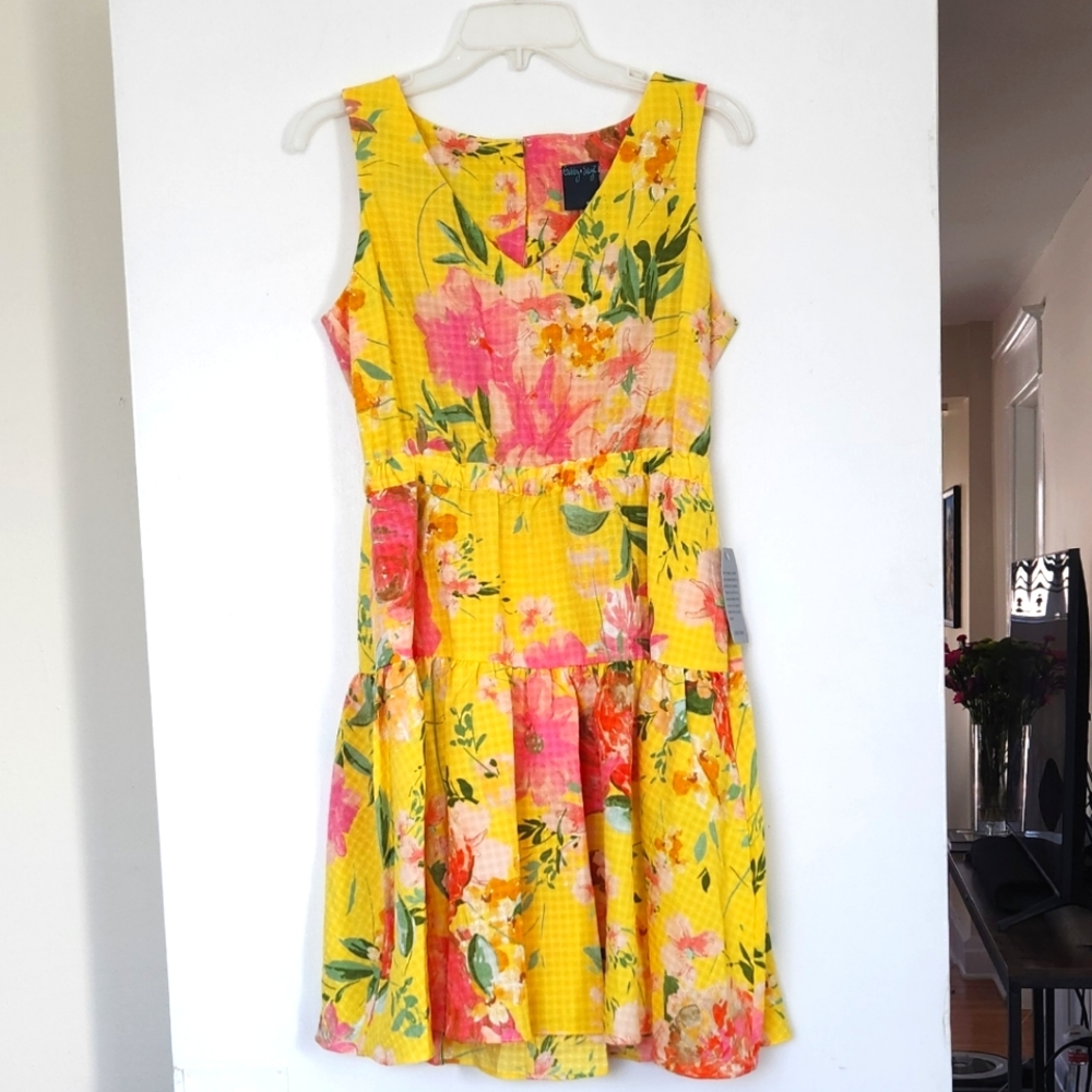 NWT Gabby Skye Dress Tiered Cut Out Textured Floral Dress